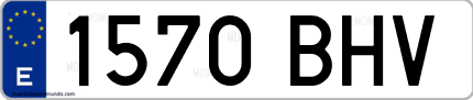 Ejemplo de matrícula de coche ordinaria 1570 BHV