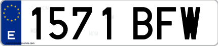 Ejemplo de matrícula de coche ordinaria 1571 BFW