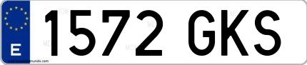 Ejemplo de matrícula española 1572 GKS