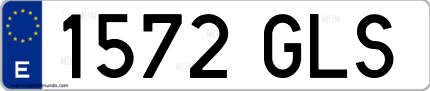 Ejemplo de matrícula de coche ordinaria 1572 GLS