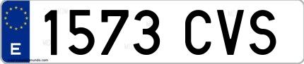 Ejemplo de matrícula española 1573 CVS