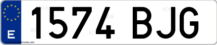 Ejemplo de matrícula de coche ordinaria 1574 BJG