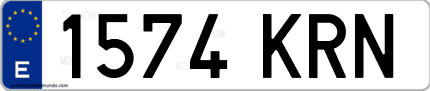Ejemplo de matrícula de coche ordinaria 1574 KRN