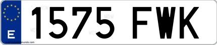 Ejemplo de matrícula de coche ordinaria 1575 FWK