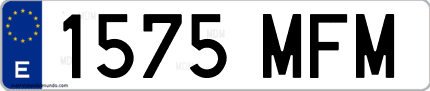 Ejemplo de matrícula de coche ordinaria 1575 MFM