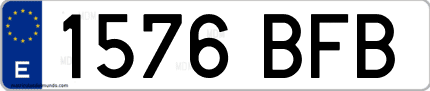 Ejemplo de matrícula de coche ordinaria 1576 BFB