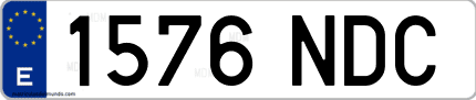 Ejemplo de matrícula de coche ordinaria 1576 NDC