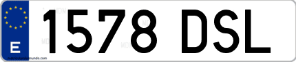 Ejemplo de matrícula de coche ordinaria 1578 DSL