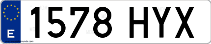 Ejemplo de matrícula de coche ordinaria 1578 HYX