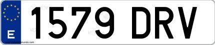 Ejemplo de matrícula de coche ordinaria 1579 DRV