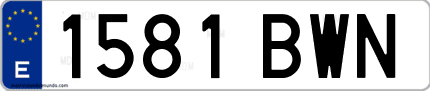 Ejemplo de matrícula de coche ordinaria 1581 BWN