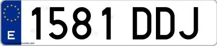 Ejemplo de matrícula española 1581 DDJ