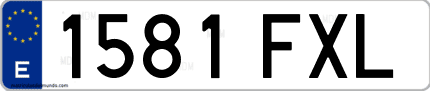 Ejemplo de matrícula de coche ordinaria 1581 FXL