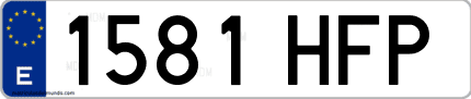Ejemplo de matrícula de coche ordinaria 1581 HFP