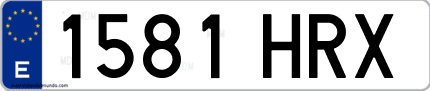 Ejemplo de matrícula de coche ordinaria 1581 HRX