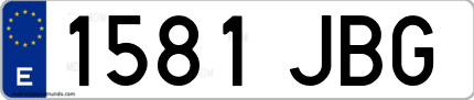 Ejemplo de matrícula de coche ordinaria 1581 JBG