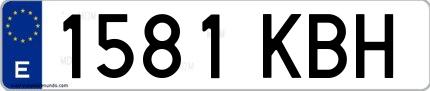 Ejemplo de matrícula española 1581 KBH