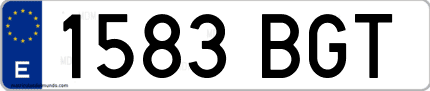 Ejemplo de matrícula de coche ordinaria 1583 BGT