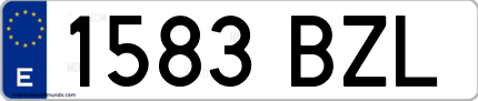 Ejemplo de matrícula de coche ordinaria 1583 BZL
