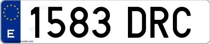 Ejemplo de matrícula española 1583 DRC