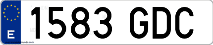 Ejemplo de matrícula de coche ordinaria 1583 GDC