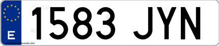 Ejemplo de matrícula de coche ordinaria 1583 JYN