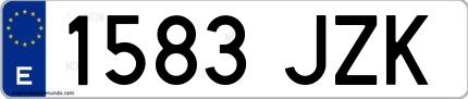 Ejemplo de matrícula española 1583 JZK