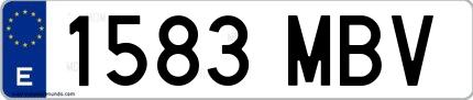 Ejemplo de matrícula española 1583 MBV