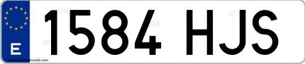 Ejemplo de matrícula de coche ordinaria 1584 HJS