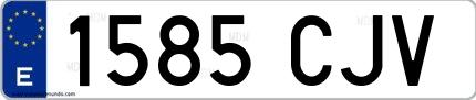 Ejemplo de matrícula española 1585 CJV
