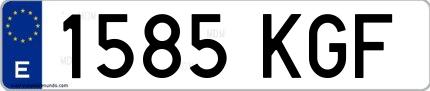 Ejemplo de matrícula española 1585 KGF