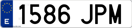 Ejemplo de matrícula de coche ordinaria 1586 JPM