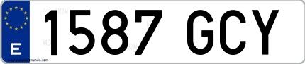Ejemplo de matrícula española 1587 GCY