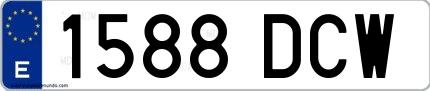 Ejemplo de matrícula española 1588 DCW
