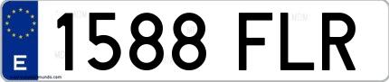 Ejemplo de matrícula española 1588 FLR