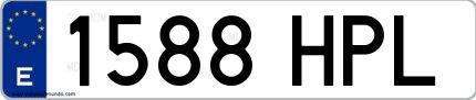Ejemplo de matrícula española 1588 HPL