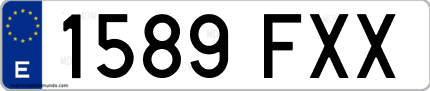 Ejemplo de matrícula de coche ordinaria 1589 FXX