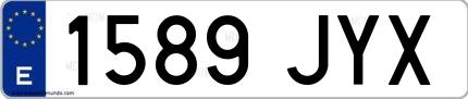 Ejemplo de matrícula española 1589 JYX