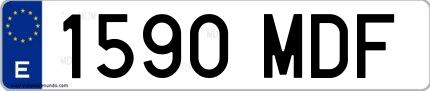 Ejemplo de matrícula de coche ordinaria 1590 MDF