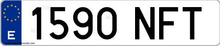 Ejemplo de matrícula de coche ordinaria 1590 NFT