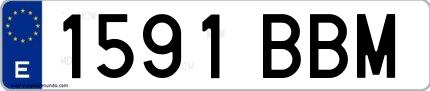 Ejemplo de matrícula española 1591 BBM