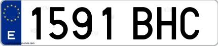 Ejemplo de matrícula española 1591 BHC
