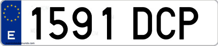 Ejemplo de matrícula de coche ordinaria 1591 DCP