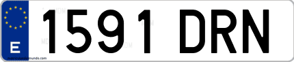 Ejemplo de matrícula de coche ordinaria 1591 DRN