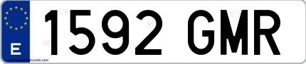 Ejemplo de matrícula española 1592 GMR