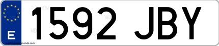 Ejemplo de matrícula española 1592 JBY