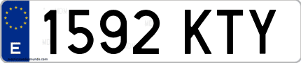 Ejemplo de matrícula de coche ordinaria 1592 KTY