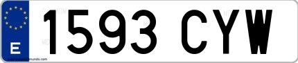 Ejemplo de matrícula española 1593 CYW