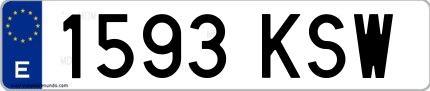 Ejemplo de matrícula de coche ordinaria 1593 KSW