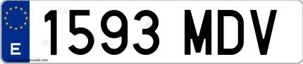Ejemplo de matrícula de coche ordinaria 1593 MDV